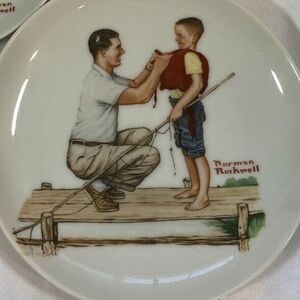 Norman Rockwell Collector Plate Vintage Style Father Son Fishing